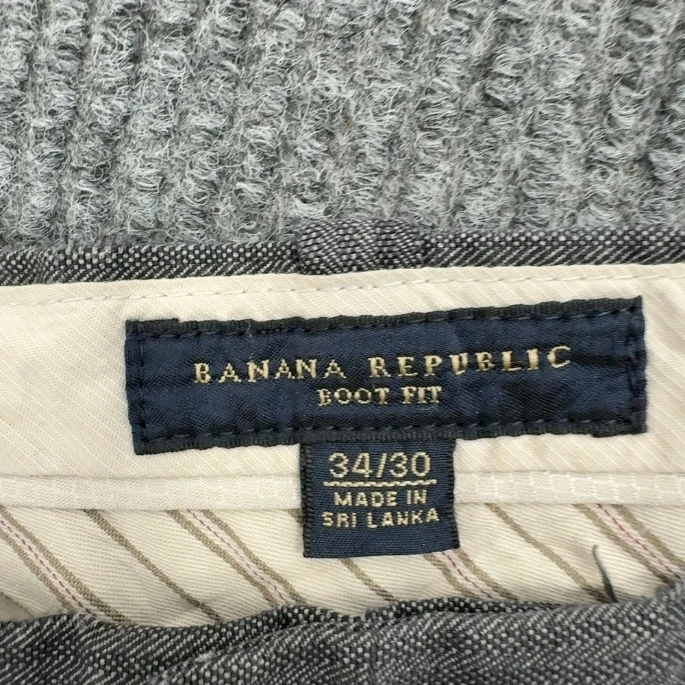 Banana Republic Pants Mens 34x30 Gray Cotton Wool Herringbone Boot Fit Casual
